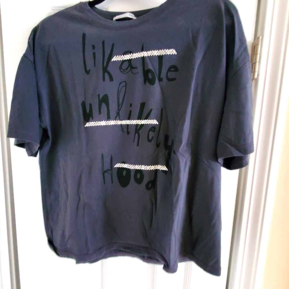 Zara Dark Gray & Rhinestone T-shirt